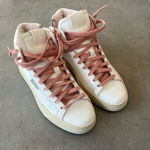 P448 white high tops with pink laces size 37 women’s